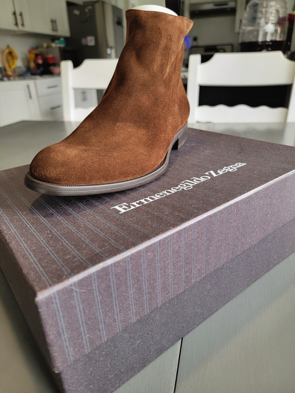 Ermenegildo Zegna Avenue Flex Suede Chelsea Zip Boots Corten Brown NIB 9EE